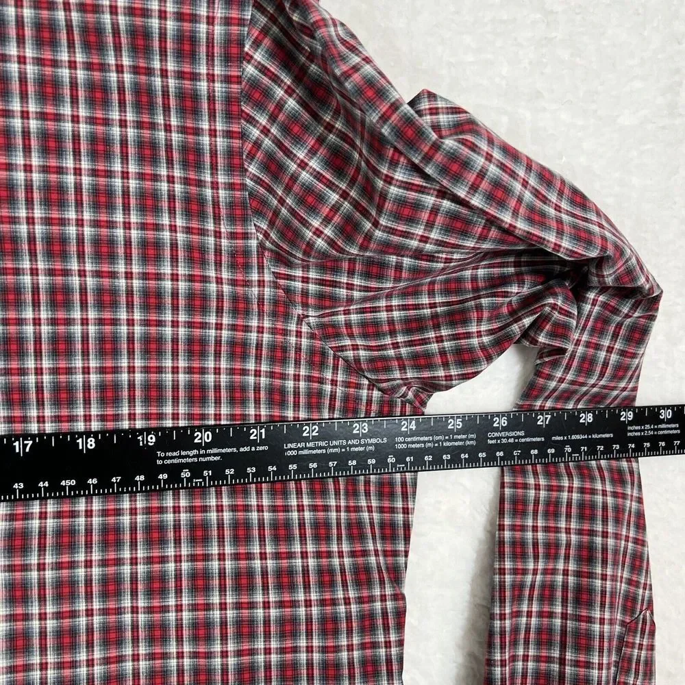 Ralph Lauren Men's Custom Fit Red Long Sleeve Button Down Plaid Shirt Size XL‎